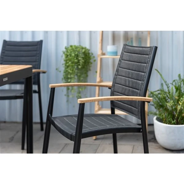 Ensemble à Dîner Extérieur Portals De LifestyleGarden Noir Table 82,7 Po 9 Pièces 6 Ensemble à Dîner Extérieur Portals De LifestyleGarden Noir Table 82,7 Po 9 Pièces – Image 4