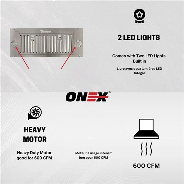 Hotte Sous Armoire 36 Po à 600 Pi³/min En Acier Inoxydable Onex 7 Hotte Sous Armoire 36 Po à 600 Pi³/min En Acier Inoxydable Onex – Image 5