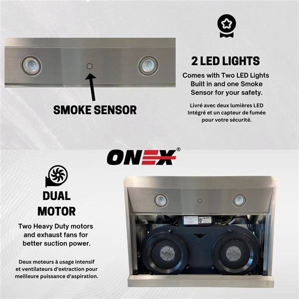 Hotte Sous Armoire 36 Po à 900 pi³/min En Acier Inoxydable Noir Onex 7 Hotte Sous Armoire 36 Po à 900 pi³/min En Acier Inoxydable Noir Onex – Image 5