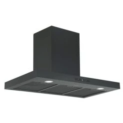 Hotte De Cuisine Rectangulaire Hybride Noir Mat à Montage Mural 36 Po 440 PCM Ancona Avec Filtre Au Charbon