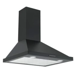 Hotte De Cuisine Pyramidale Hybride Noir Mat à Montage Mural 24 Po 280 PCM Ancona Avec Filtre Au Charbon