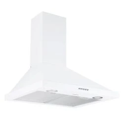 Hotte De Cuisine Pyramidale Hybride Blanche à Montage Mural 24 Po 280 PCM Ancona Avec Filtre Au Charbon