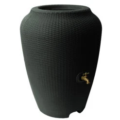 Baril De Pluie/jardinière Intégrée, Plastique, 50 Gal, Noir