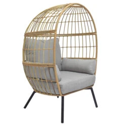 Chaise En Forme D'oeuf Atwood De Origin 21 Cadre En Métal Tissé Et Siège Rembourré Gris