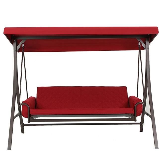 Balançoire Style Selections Avec Futon, 3 Personnes, 8 Pi, Acier/polyester, Rouge/brune 7 Balançoire Style Selections Avec Futon, 3 Personnes, 8 Pi, Acier/polyester, Rouge/brune – Image 5