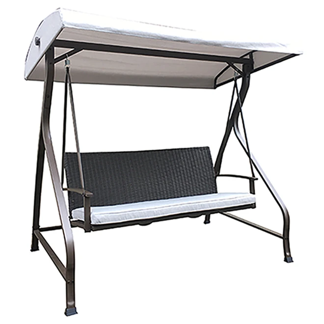 Balançoire 3 Places Avec Auvent, Style Selections, Osier Et Métal, Brune Et Grise 3 Balançoire 3 Places Avec Auvent, Style Selections, Osier Et Métal, Brune Et Grise