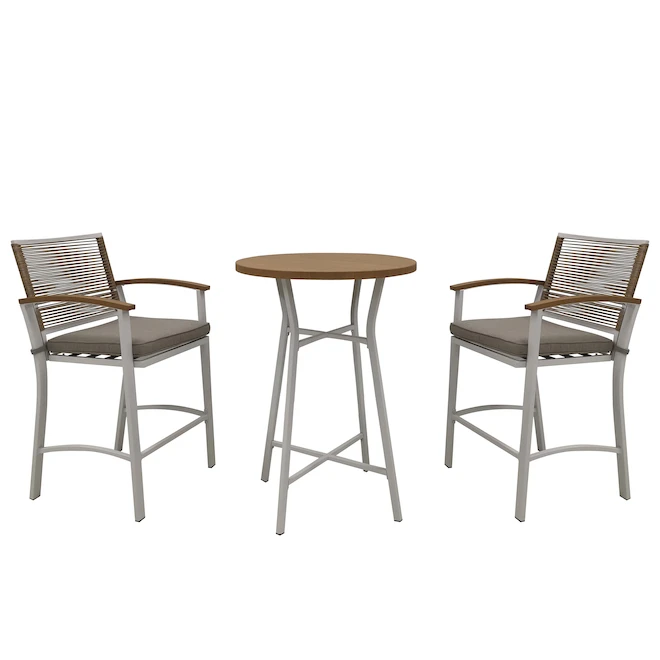 Ensemble De Bistro De Patio Clinton De Origin 21 En Acier Blanc, 3 Pièces 3 Ensemble De Bistro De Patio Clinton De Origin 21 En Acier Blanc, 3 Pièces