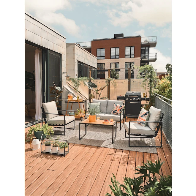 Ensemble De Conversation De Patio Morocco De Origin 21 Cadre En Métal Et Coussins Gris Inclus 4 Pièces 6 Ensemble De Conversation De Patio Morocco De Origin 21 Cadre En Métal Et Coussins Gris Inclus 4 Pièces – Image 4