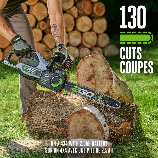Scie à Chaîne EGO Sans Fil Avec Batterie 56 V ARC Lithium, 16 Po (batterie Et Chargeur Inclus) 4 Scie à Chaîne EGO Sans Fil Avec Batterie 56 V ARC Lithium, 16 Po (batterie Et Chargeur Inclus) – Image 2