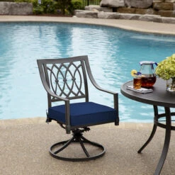 Coussin De Siège De Patio Blueprint Allen + Roth En Oléfine De Haute Qualité, 20 Po X 20 Po X 5 Po, Bleu -Outsunnies Boutique 47235009d L