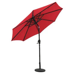 Parasol De Marché Inclinable De 9 Pi En Tissu Polyester Rouge Style Selections