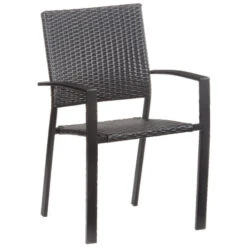 Chaise De Patio Moderne Noire Spoga Adam De Style Selections Empilable 22,5 Po X 23,5 Po X 34,5 Po