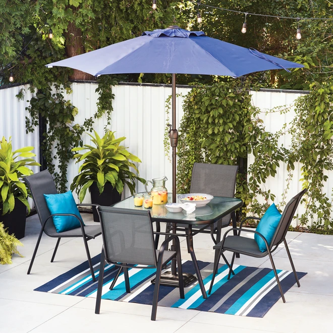 Parasol De Marché 7,5 Pi Style Selections, Acier Et Tissu Bleu Marine 4 Parasol De Marché 7,5 Pi Style Selections, Acier Et Tissu Bleu Marine – Image 2