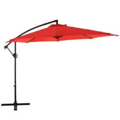 Parasol De Patio Octogonal Style Selections Matheson Acier Et Polyester Rouge, Inclinable Et Rotatif