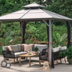 Ensemble De 2 Fauteuils De Patio Positano D'Allen + Roth, Beige Et Noir, Acier Et Oléfine -Outsunnies Boutique 48655138d L