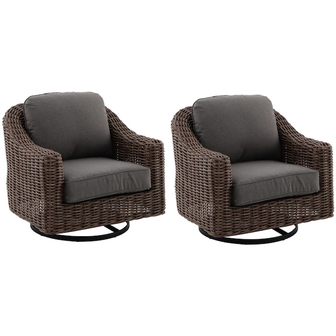 Ensemble De 2 Chaises Pivotantes En Osier Costa De Allen + Roth Avec Coussins Gris 3 Ensemble De 2 Chaises Pivotantes En Osier Costa De Allen + Roth Avec Coussins Gris