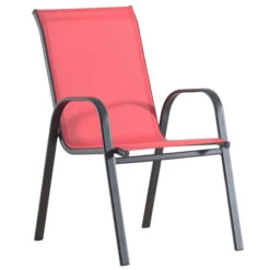 Style Selections Chaise De Salle à Manger Fixe Empilable Style Selection Pelham Bay En Métal Avec Siège En Polypropylène Rouge