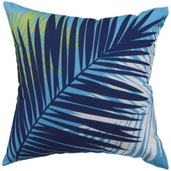 Style Selections Coussin En Polyester Garden Treasures, 16 Po X 16 Po, Palmier Bleu