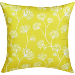 Coussin Style Selections De 16 Po X 16 Po En Polyester Jaune à Fleurs Et Pois
