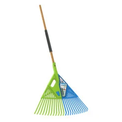 Râteau à Feuilles Détachable Umantools, 3-en-1, 64 Po X 27 Po, Bleu Et Vert