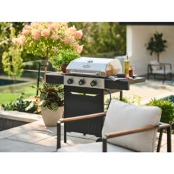 Barbecue Au Gaz Noir Et Argent Avec 3 Brûleurs, Master Forge, Liquide Propane 30 000 BTU -Outsunnies Boutique 60975002e L