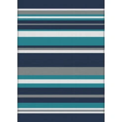 Tapis En Polyester Multy Home, Lignes Grises, 5 Pi X 7 Pi, Bleu
