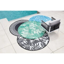 Tapis Rond Multy Home Noir Et Blanc En Polyester De 5 Pi De Diamètre -Outsunnies Boutique 76675166d L