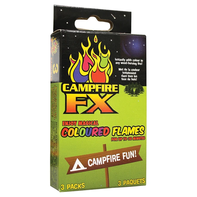 Flammes Colorées Campfire FX, Bleu/vert/mauve, Paquet De 3 3 Flammes Colorées Campfire FX, Bleu/vert/mauve, Paquet De 3